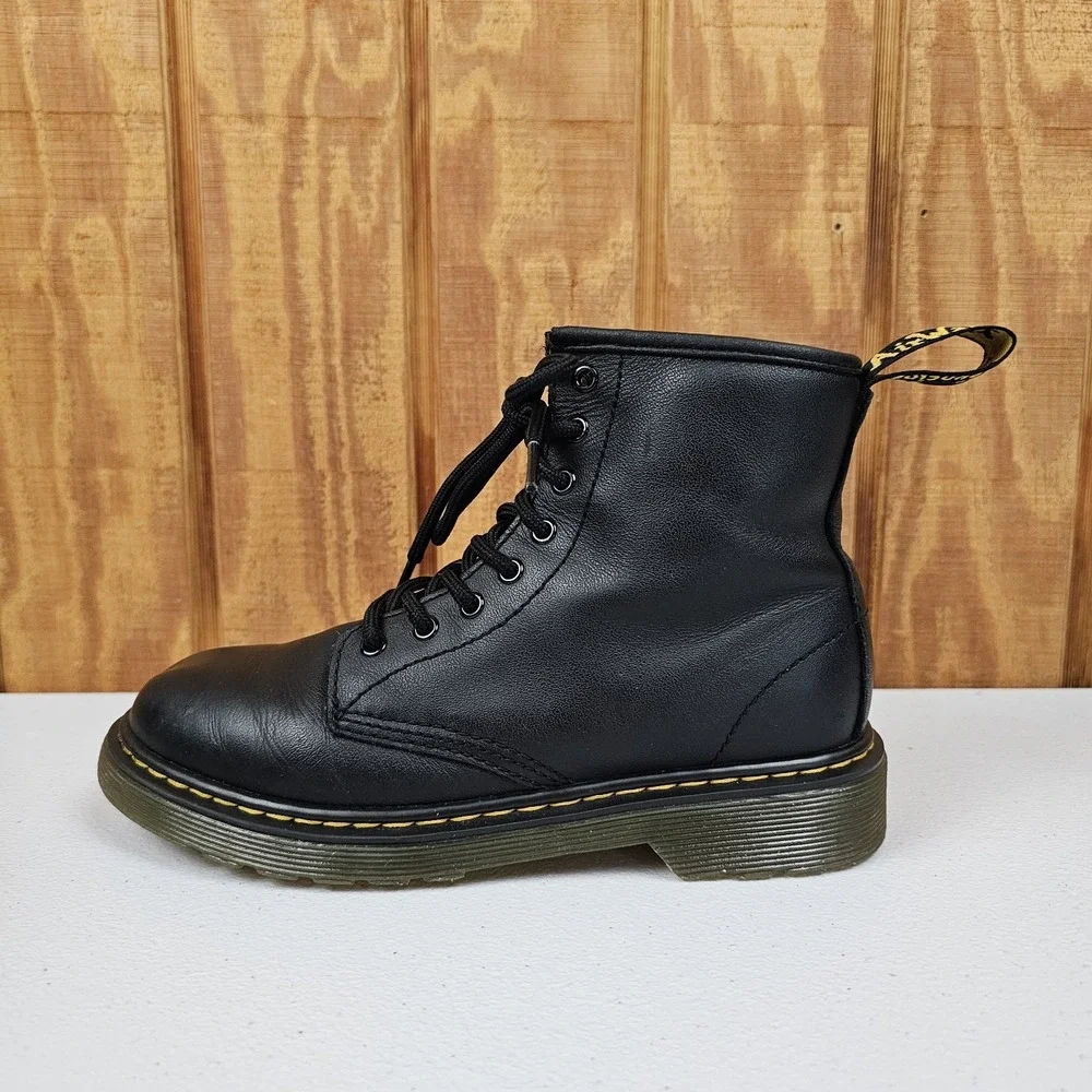 Dr Martens Black Leather Lace Up Boots Kids Size US 3 Black Zip 1460J